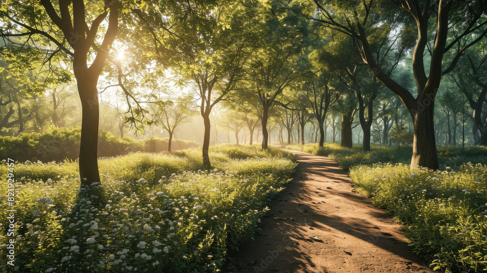 Naklejka premium 森の道