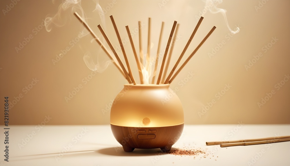 aroma diffuser with bamboo sticks on a white background. aroma diffuser with bamboo sticks on a white background.