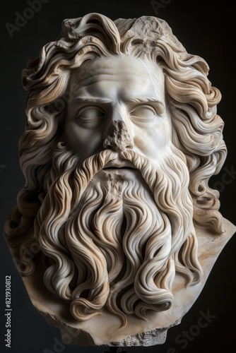 Detailed marble sculpture of an ancient bearded man