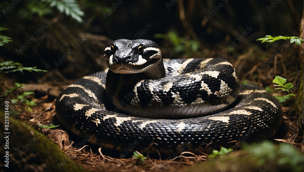 Fototapeta premium black and white rattlesnake
