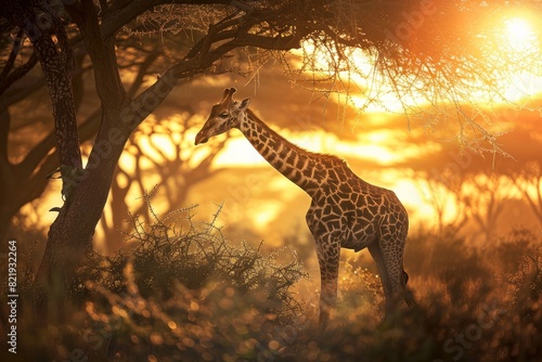 A giraffe standing amidst trees in a forest