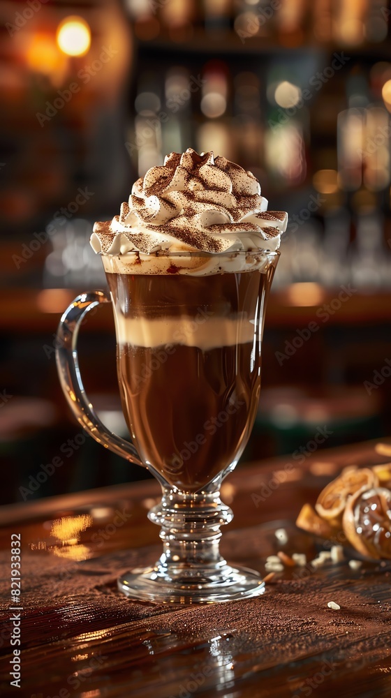 Generate an image of an Irish coffee Generate an image of an Irish coffee