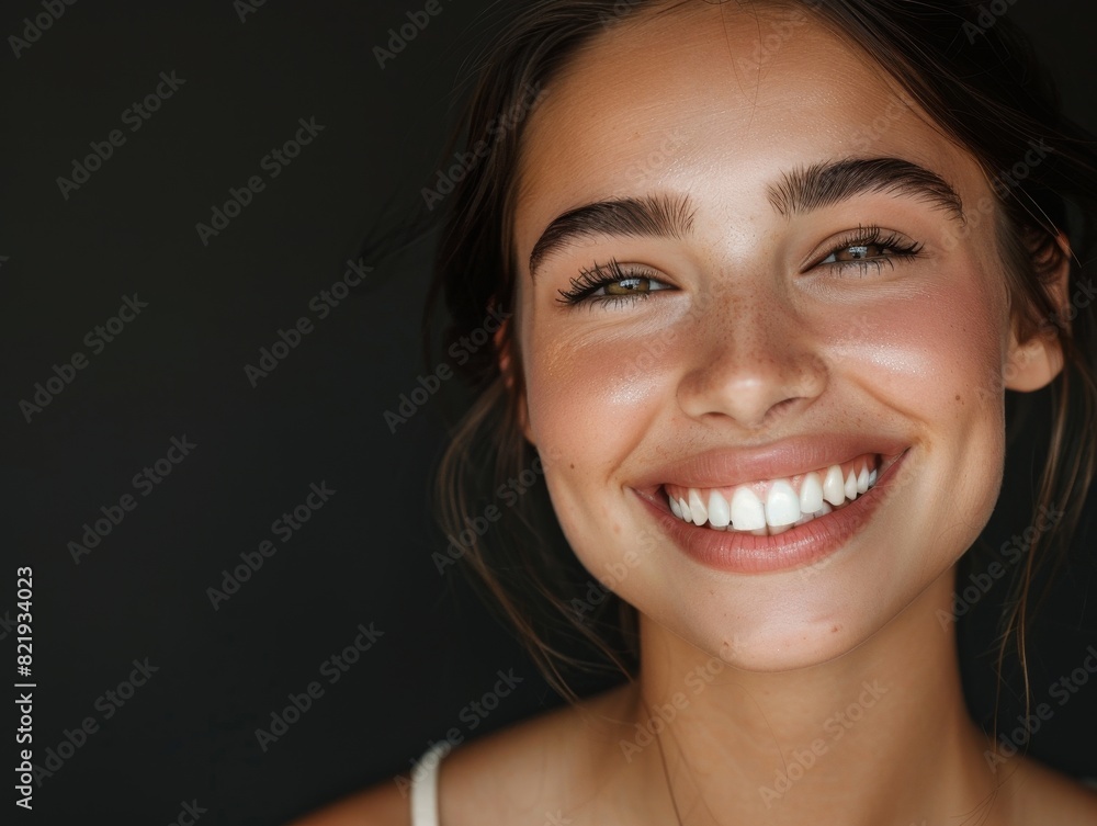 Smiling young woman with dark hair Smiling young woman with dark hair