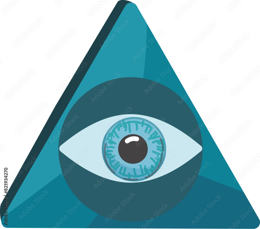 Minimalistic geometric triangle eye illustration with blue color ...