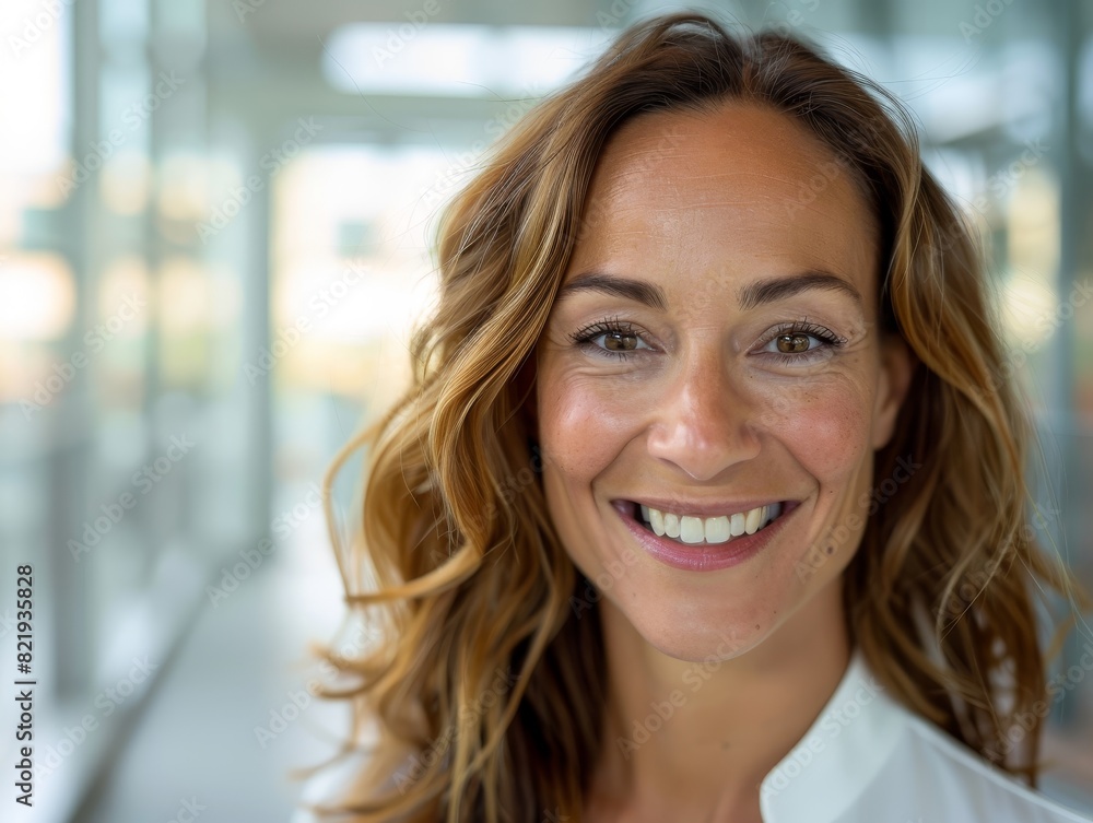 smiling woman with curly hair smiling woman with curly hair