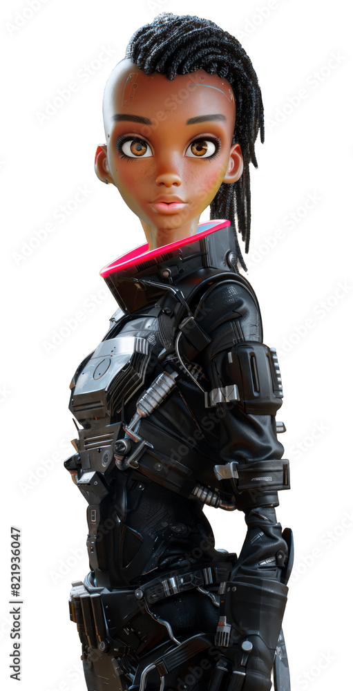 Fashion afro girl character in cuber style on transparent background. Fashion afro girl character in cuber style on transparent background.