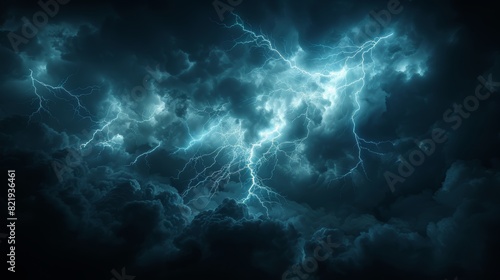 Dramatic lightning strike against a dark background © tanapat