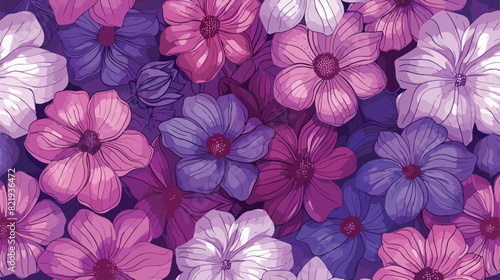 Seamless floral pattern with vintage flowers. Purple