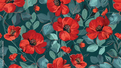 Seamless floral pattern with vintage flowers. Repeat