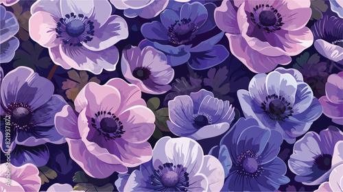 Seamless pattern repeating background violet anemones