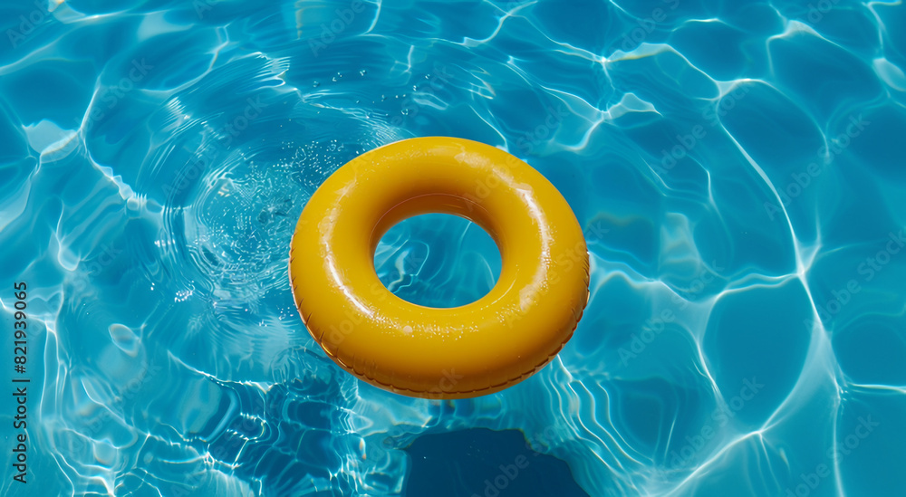 Lifebuoy floating in the pool.Generative AI