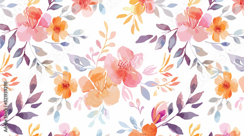 Seamless pattern with watercolor flowers repeating 