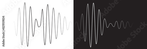 sound icon set. digital recorder voice audio wave vector symbol. soundwave frequency icon in black and white color. Sound waves, Equalizer, Audio waves, Radio signal, Music.
