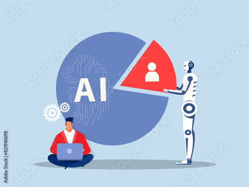 Business industry replace human analysis graph proportion Robots replace human jobs future Robots cause people to lose their jobs