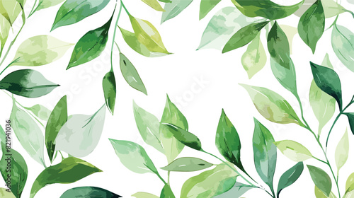 Seamless wallpaper with watercolor leaf repeating background