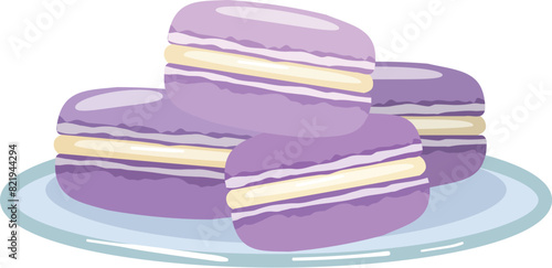 French violet macaroons icon cartoon vector. Cookie biscuit. Cake delicious