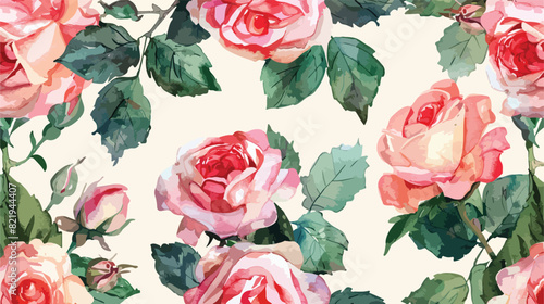 Beautiful watercolor rose flower seamless pattern for