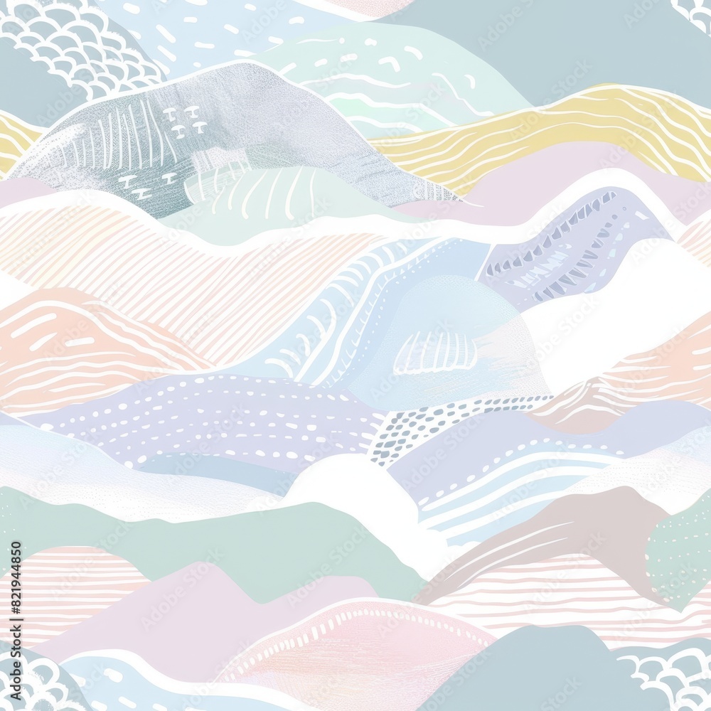 Fototapeta premium Abstract Pastel Landscape with Textured Patterns