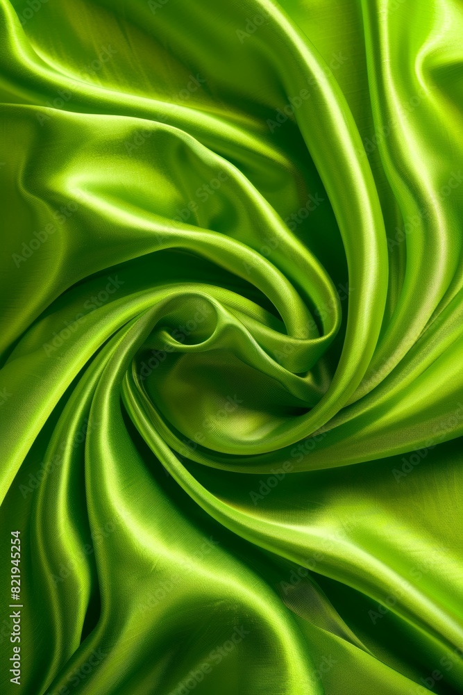 Luxurious green silk fabric with wavy satin texture elegant drapery background Luxurious green silk fabric with wavy satin texture elegant drapery background
