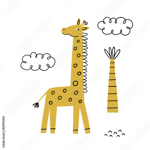 Cute cartoon Giraffe - vector print