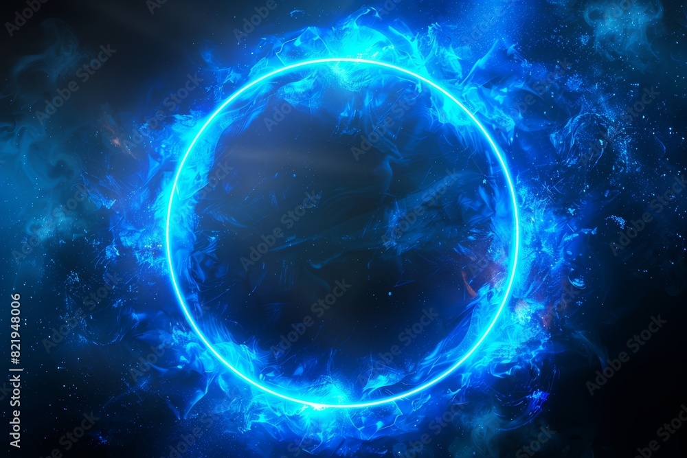 Abstract neon blue circular energy frame Abstract neon blue circular energy frame