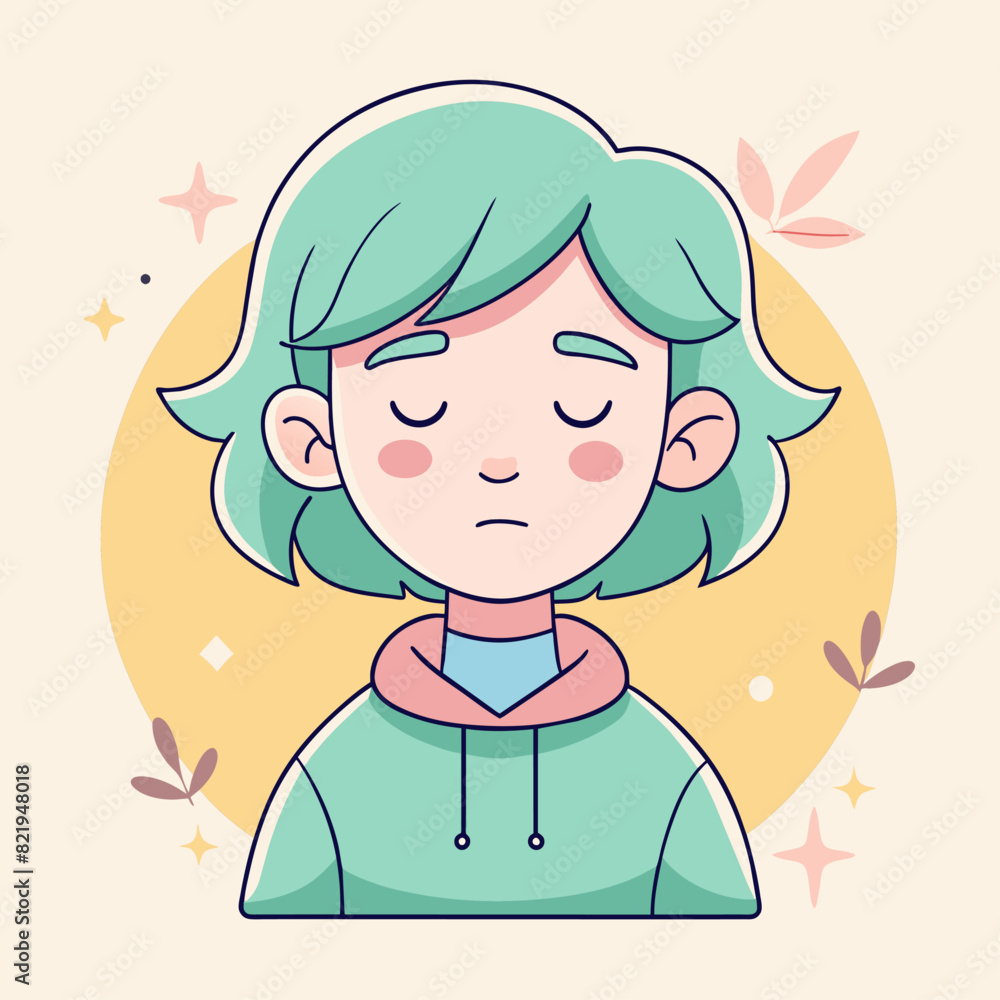 Minimalist person with a sleepy expression, crafted in an adorable doodle style, Generative AI Minimalist person with a sleepy expression, crafted in an adorable doodle style, Generative AI