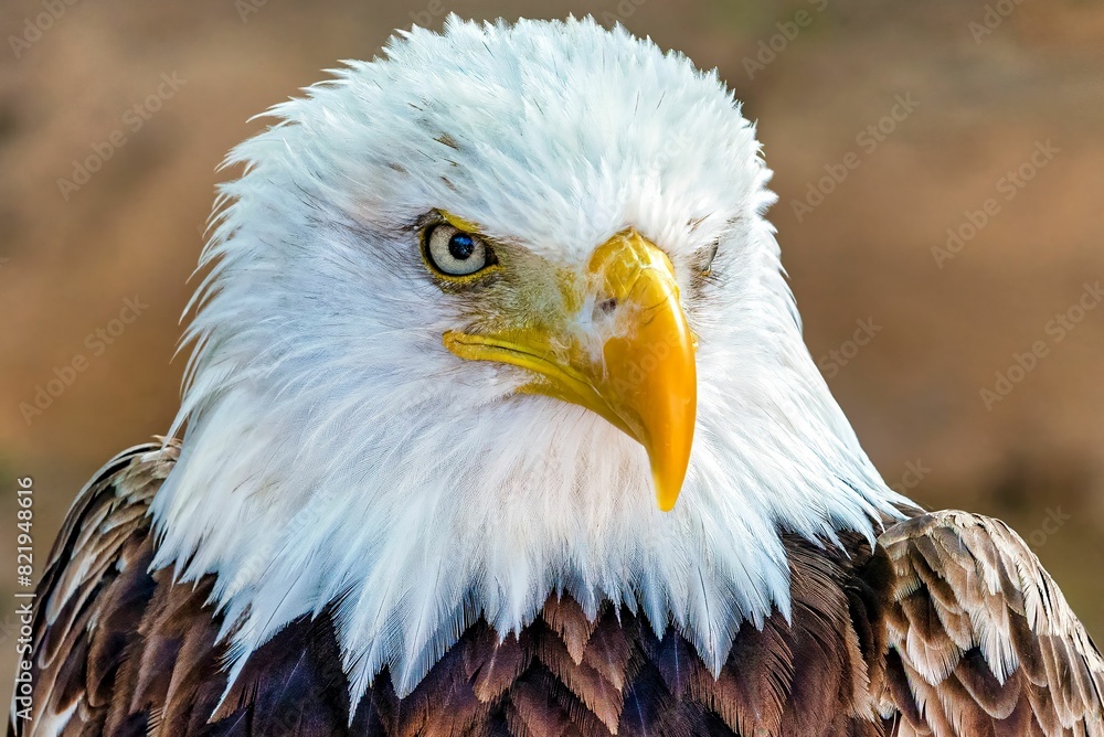 Obraz premium Close-up shot of a majestic bald eagle, with its intense gaze