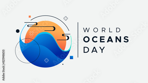 world oceans day celebration template design. Happy World Oceans Day, June 8. Accompanied by a vector illustration of a blue whale. The concept of increasing public interest in marine protection