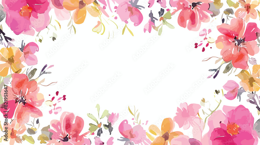 Spring floral frame watercolor flowers. Perfectly 
