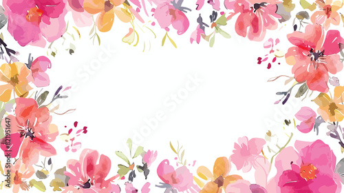 Spring floral frame watercolor flowers. Perfectly  © Bill