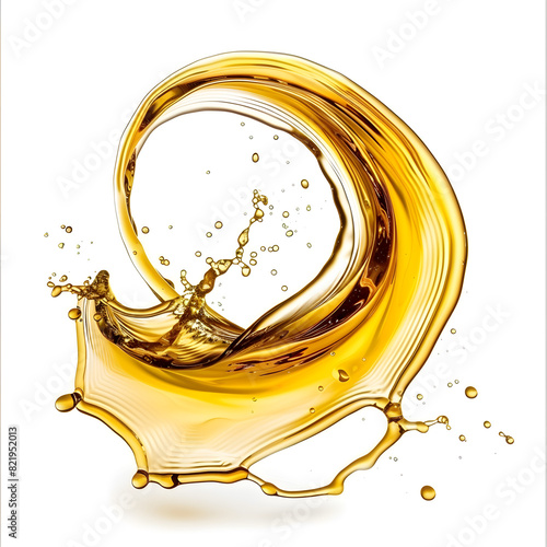 Yellow Engine oil swirl, whirlpool isolated on a white background