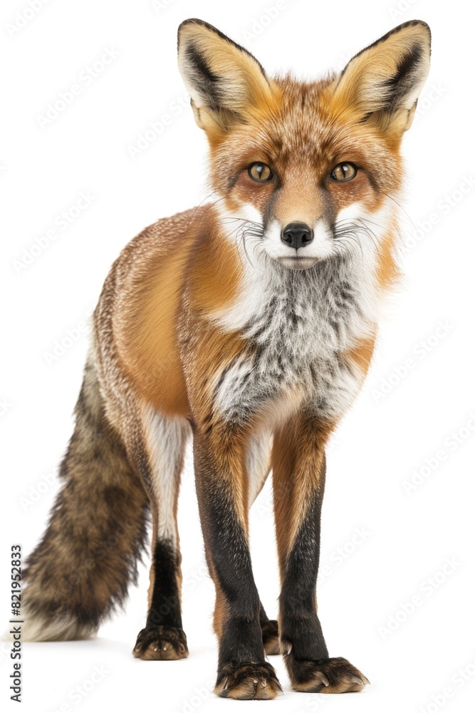 Fototapeta premium A close-up image of a fox on a white background. Perfect for wildlife or animal-themed designs