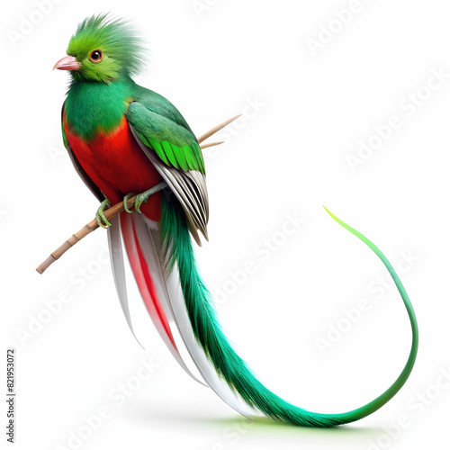 a full body quetzal white background