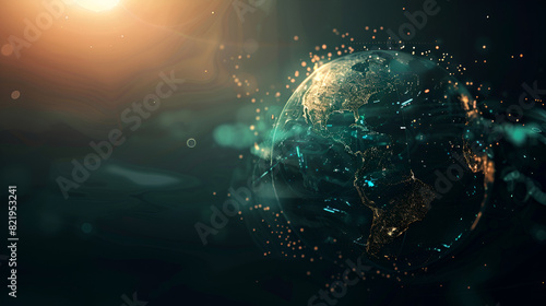Blue futuristic background with planet Earth Internet and technology background ,Global network connection over the world 3D rendering on dark blue backgroundv © kaleem