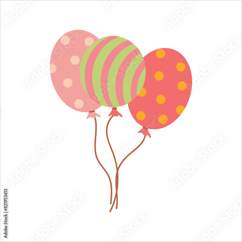 Balloons of different colors. Decoration for a holiday or fair. Vector illustration isolated on white background.