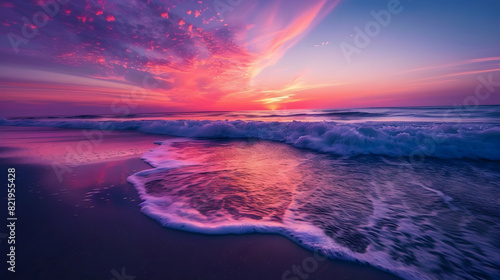 Vibrant sunrise seascape in New Jersey