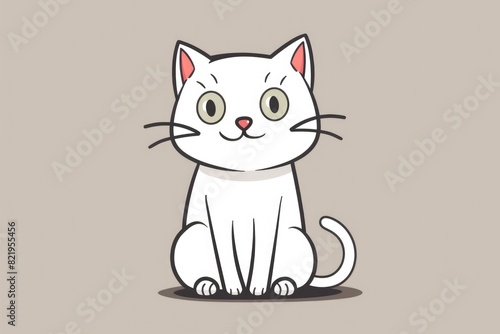 A white cat with big eyes sitting down. Suitable for pet-related designs