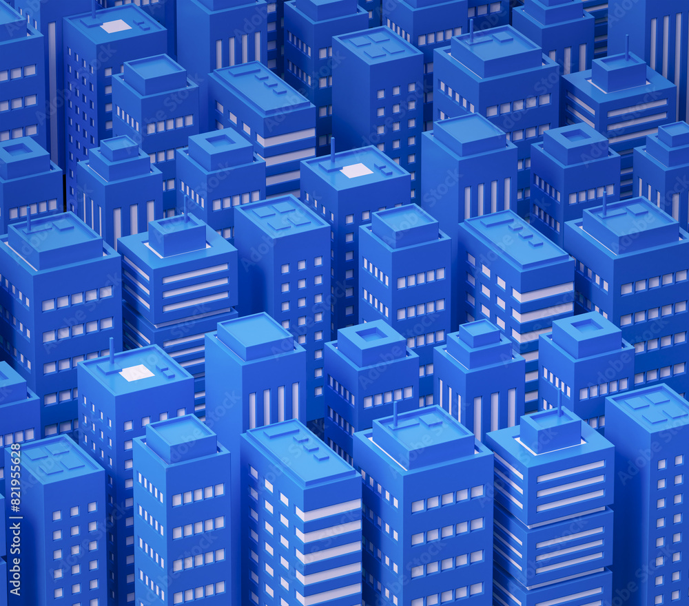 Blue city isometric 3d illustration