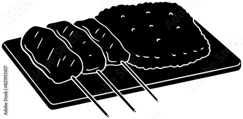 pork illustration beef silhouette food logo dinner icon lunch outline chicken barbeque meat barbecue satay bbq hot grilled grill shape meal indonesia cooking for vector graphic background
