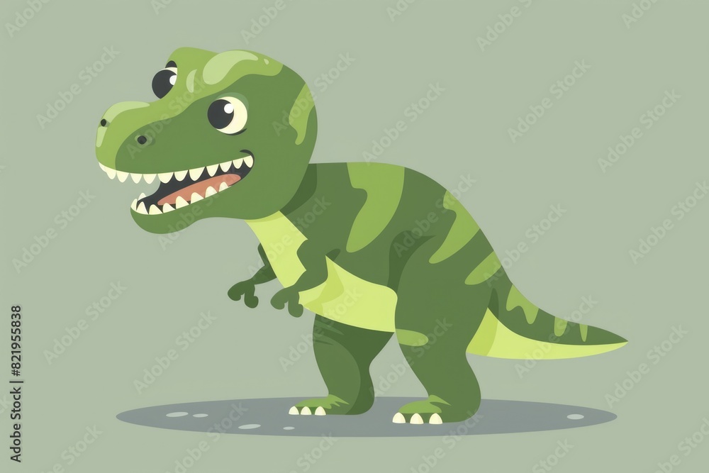 Obraz premium Cartoon illustration of a roaring T-Rex. Suitable for children's books or educational materials