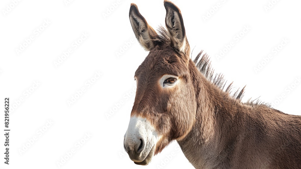A detailed shot of a donkey against a plain white backdrop. Suitable for various design projects A detailed shot of a donkey against a plain white backdrop. Suitable for various design projects