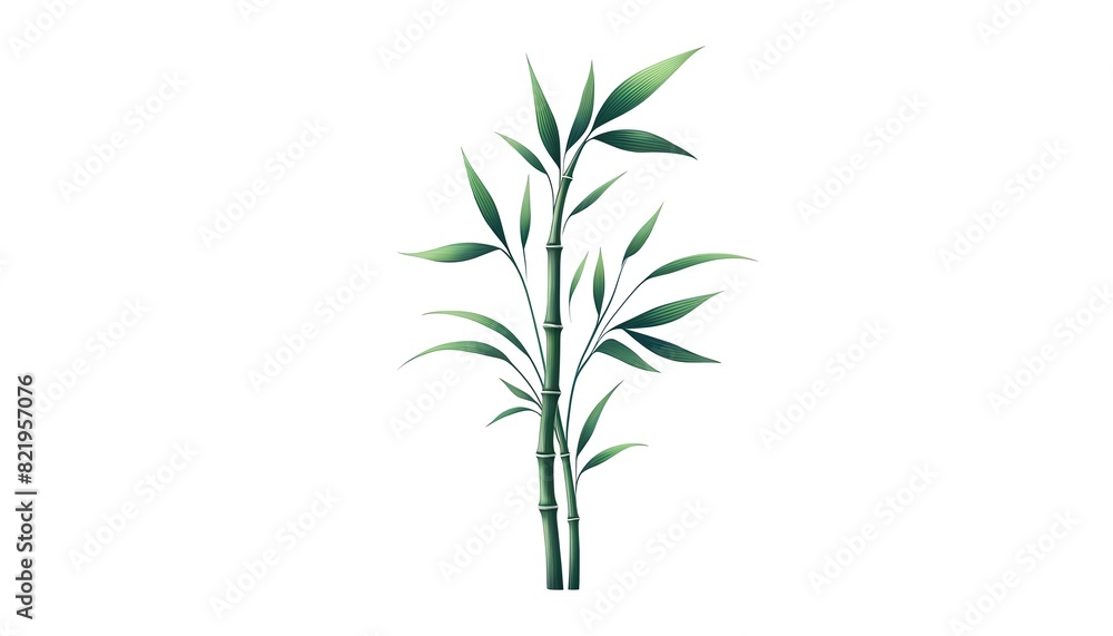 Fototapeta premium The image is a watercolor painting of a bamboo plant