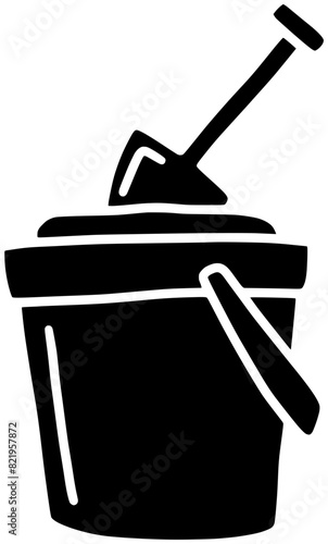 summer illustration beach silhouette sand logo bucket icon shovel outline play vacation toy fun plastic outdoor holiday coast pail shape leisure children sea for vector graphic background