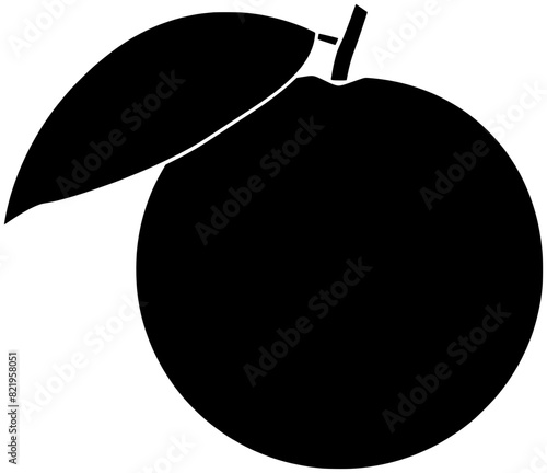 fruit illustration citrus silhouette orange logo mandarin icon tangerine outline green leaf nature organic tropical tree ripe vitamin food shape plant juicy leaves for vector graphic background