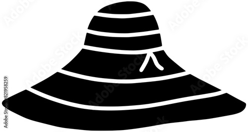 fashion illustration sun silhouette summer logo cap icon head outline hat accessory beach clothing wear style straw holiday protection shape female traditional vacation for vector graphic background