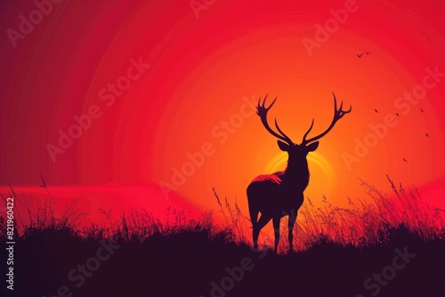 A beautiful deer standing in a field at sunset  suitable for nature and wildlife concepts