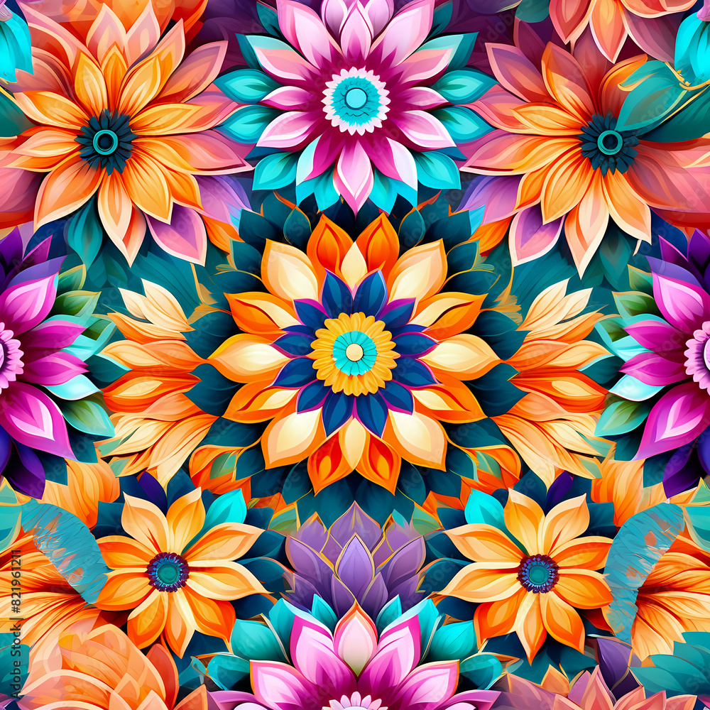 seamless floral pattern, decorative mandala elements illustration wallpaper 