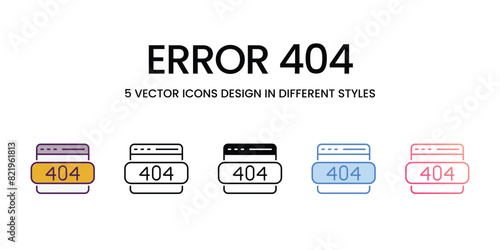 Error 404 Icons different style vector stock illustration