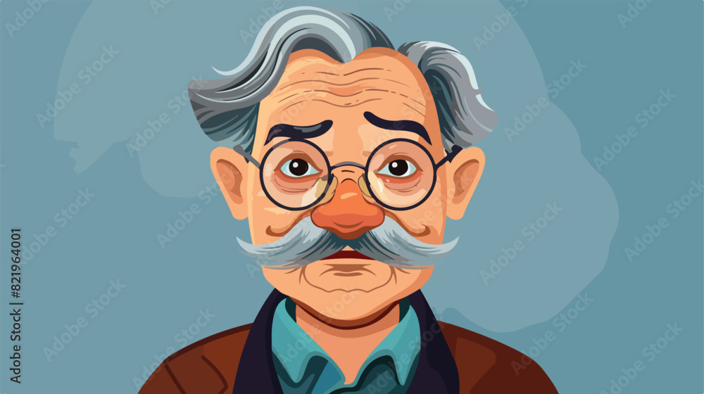 Old Man with Mustache Avatar Cartoon Vector style vector