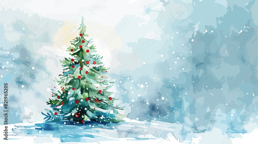 Christmas watercolor painting fir tree Vector style Vector